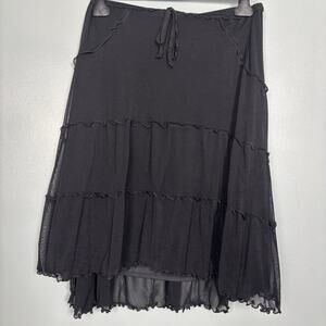 Vintage Y2K Whimsy Goth Dairy Tired Peasant Skirt Max Studios 6 Medium Emo Black